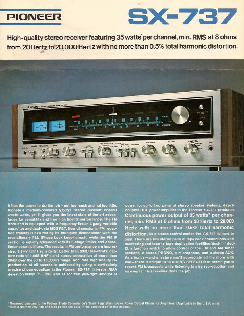 pioneer sx 737 brochure