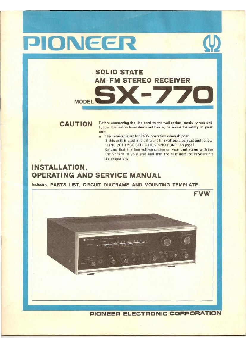 pioneer sx 770 owners manual