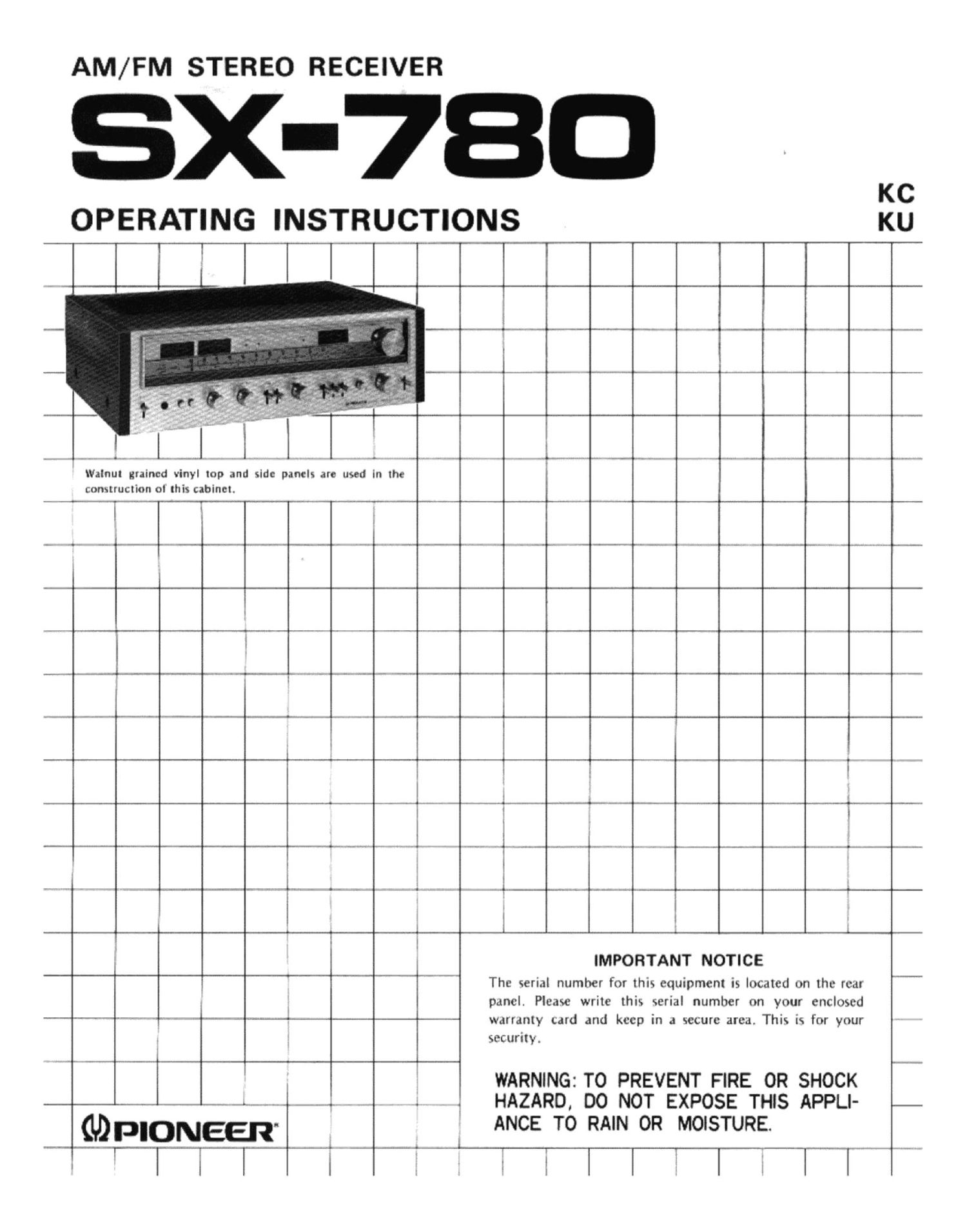 pioneer sx 780 owners manual