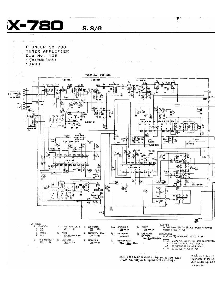 pioneer sx 780 schematic