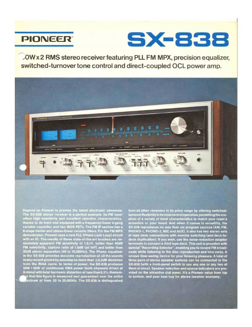 pioneer sx 838 brochure