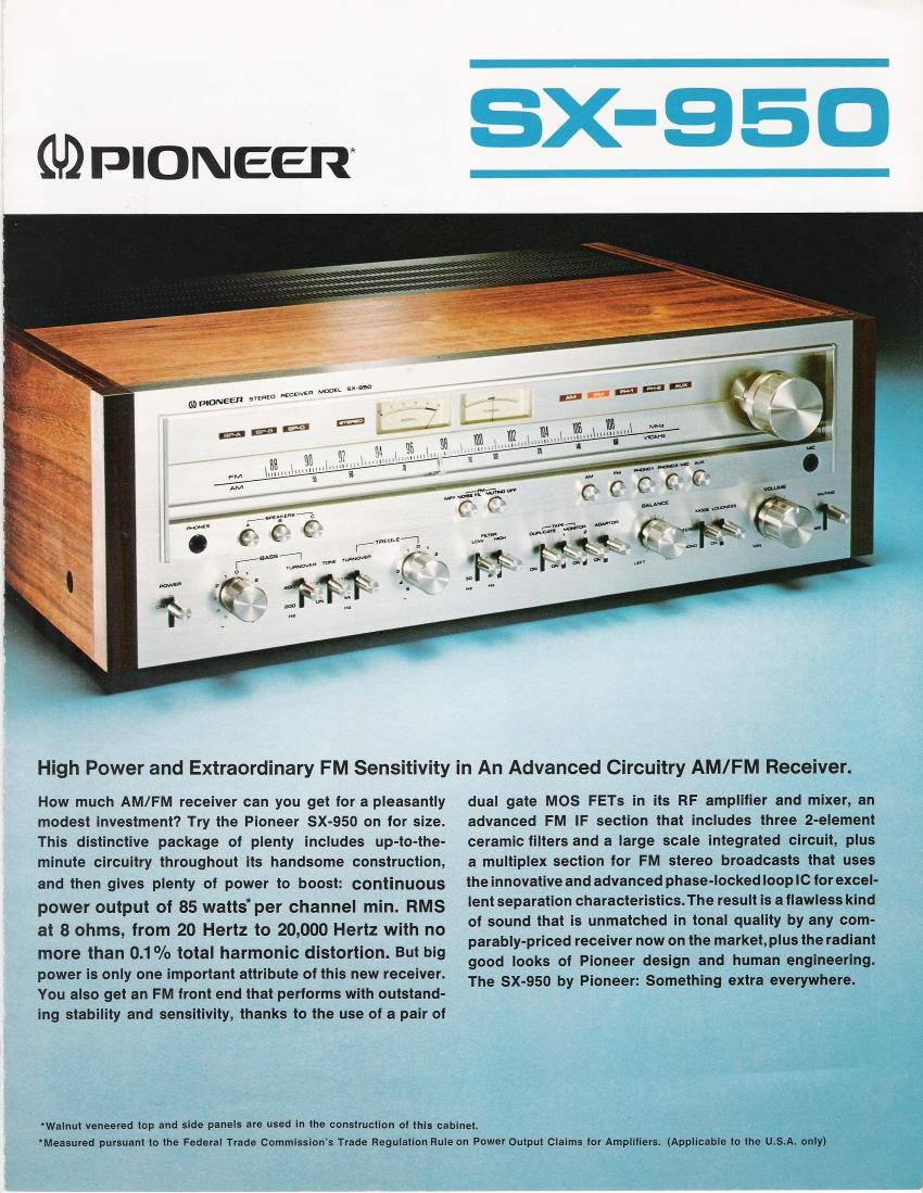 pioneer sx 950 brochure