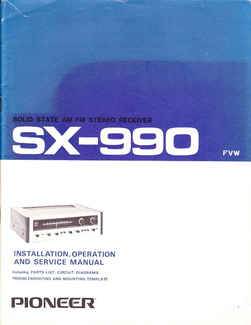 pioneer sx 990 owners manual