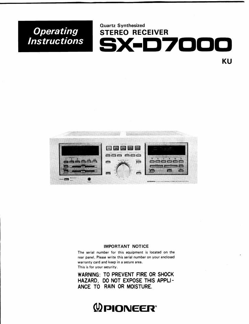 pioneer sxd 7000 owners manual