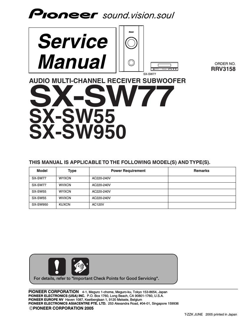 pioneer sxsw 55 service manual