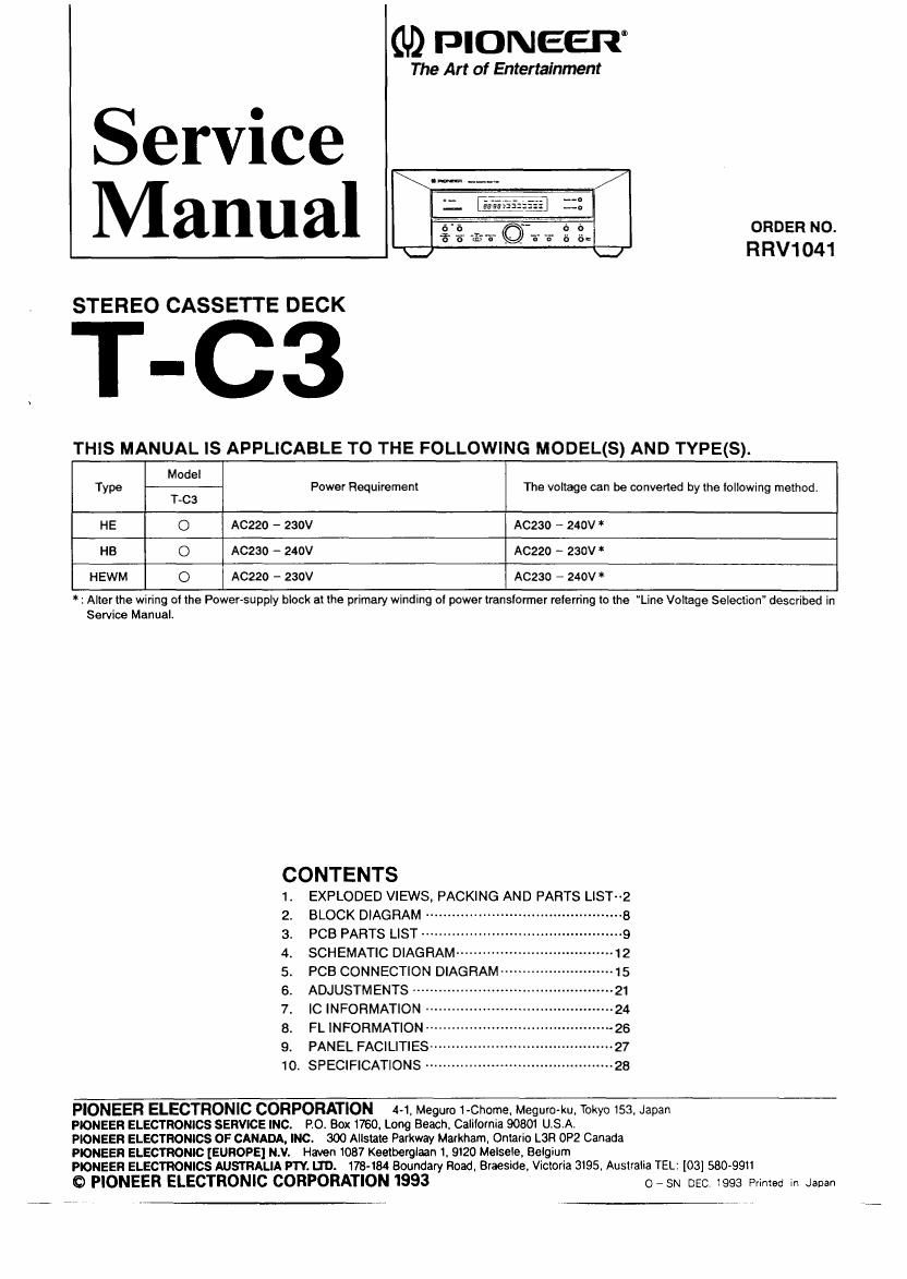 pioneer t c3 service manual