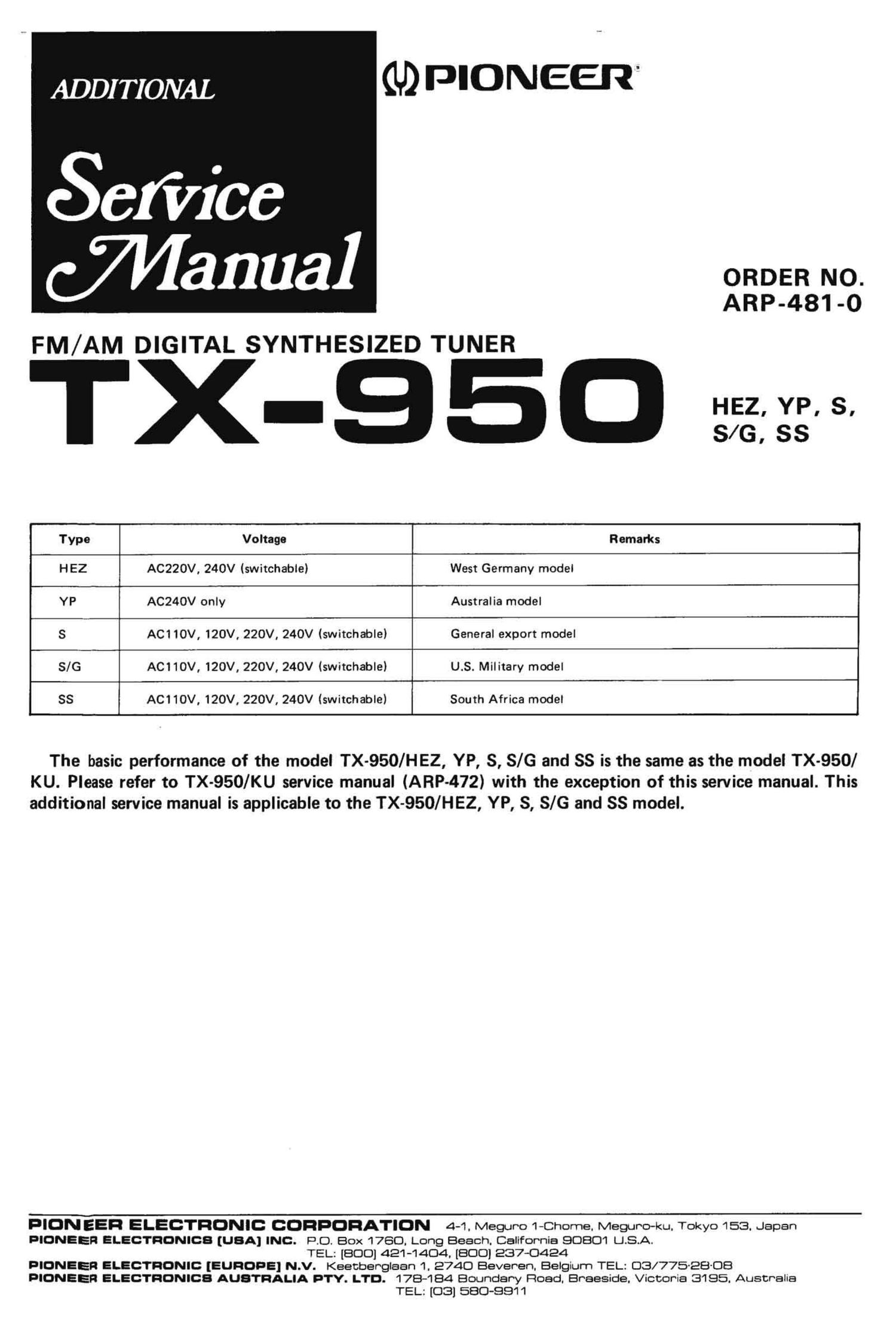 Pioneer TX 950 Service Manual 2