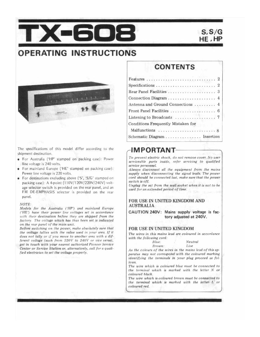 pioneer tx 608 owners manual