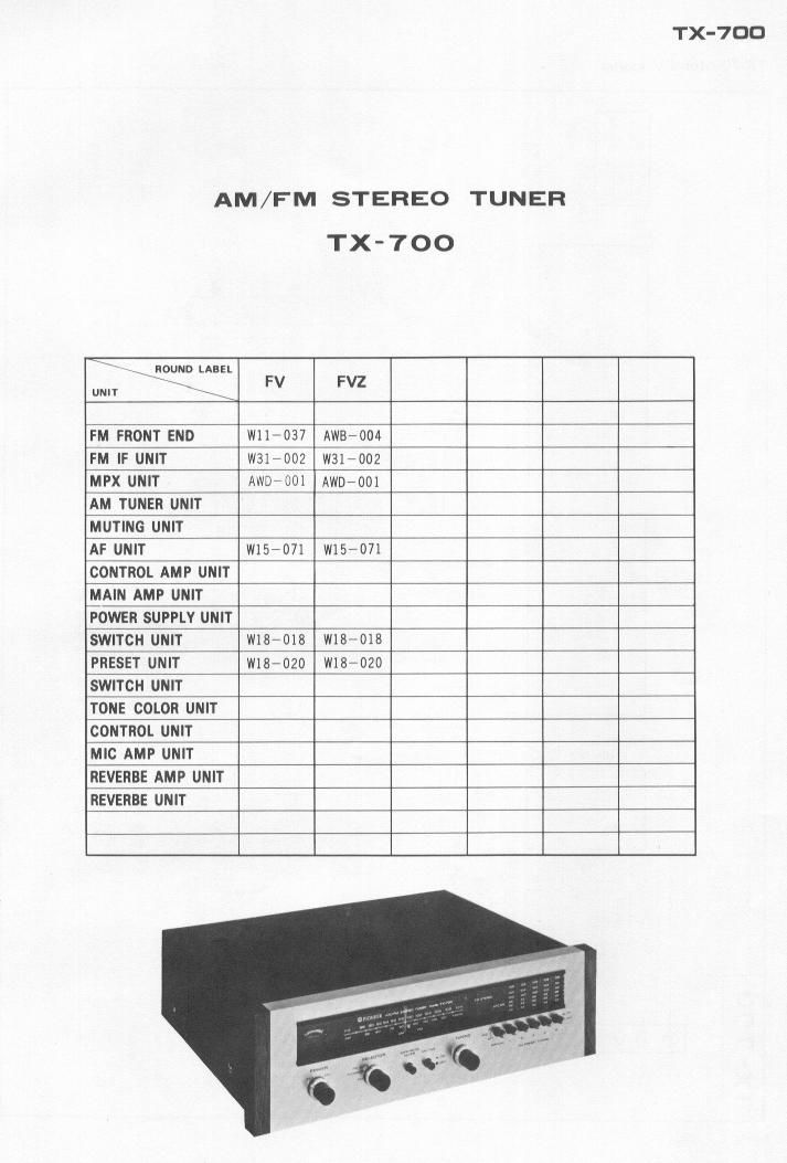 pioneer tx 700 schematic