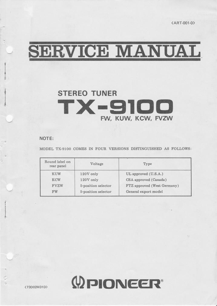 pioneer tx 9100 service manual