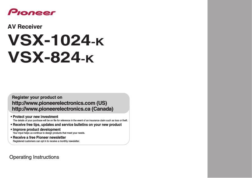 Pioneer VSX 1024 K Owners Manual