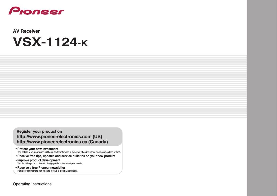Pioneer VSX 1124K Owners Manual