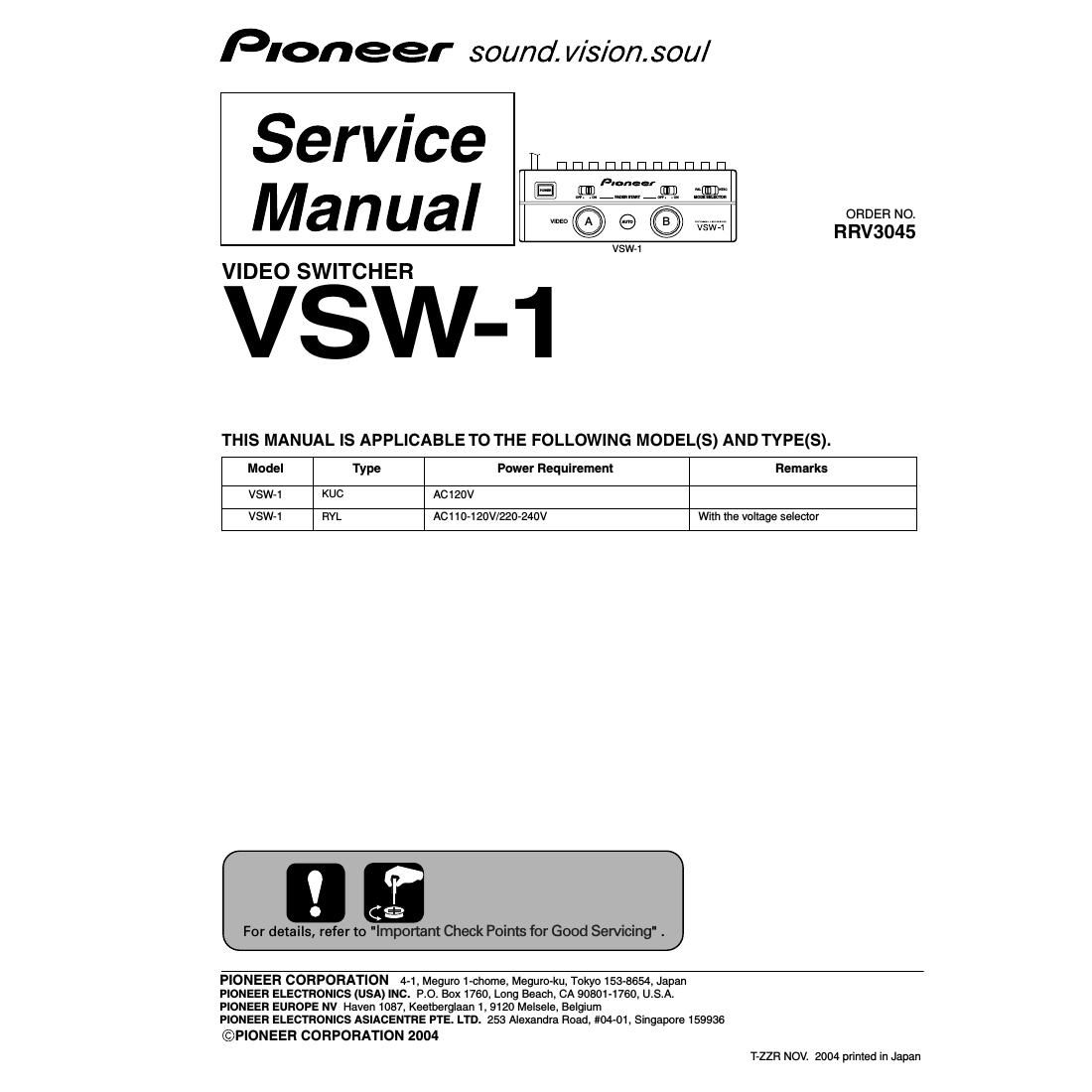 pioneer vsw 1 service manual