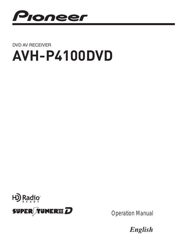 Pioneer AVH P4100 Owners Manual