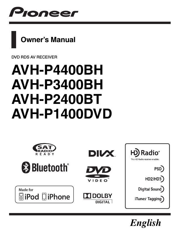 Pioneer AVH P4400BH Owners Manual