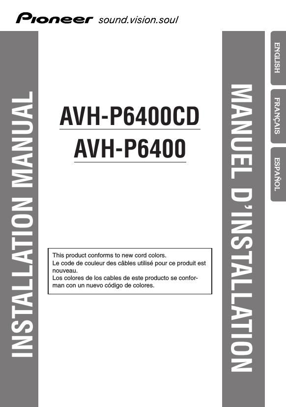 Pioneer AVH P6400CD Owners Manual