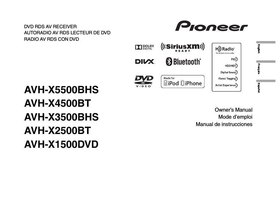 Pioneer AVH X5500BHS Owners Manual