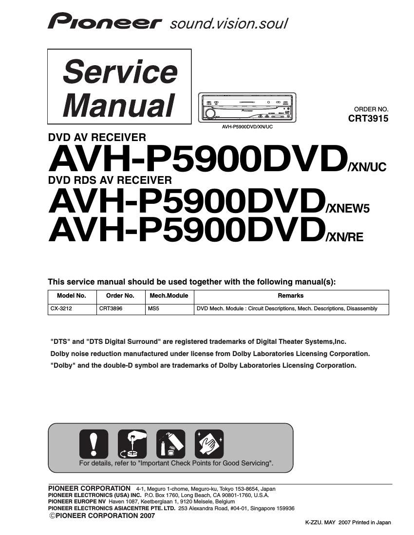 pioneer avhp 5900 dvd service manual