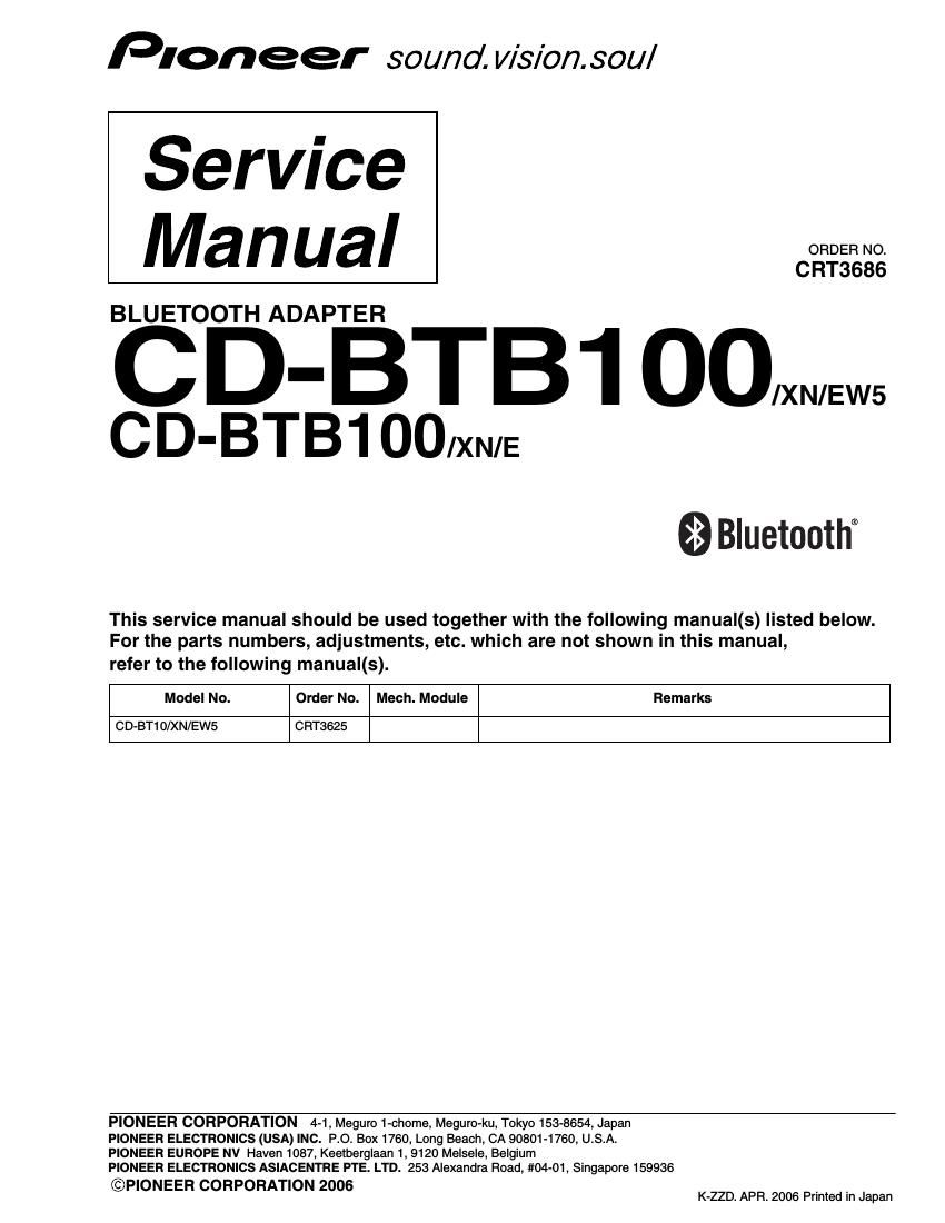 pioneer cdbtb 100 service manual
