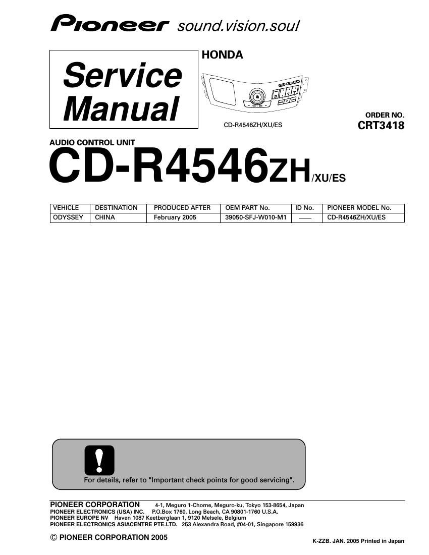 pioneer cdr 4546 service manual