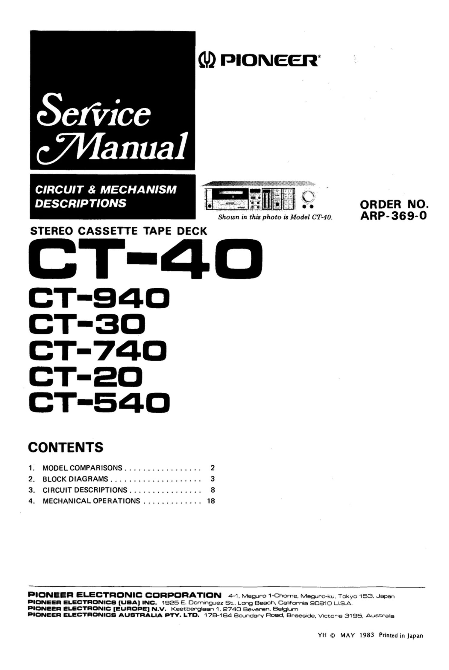 pioneer ct 20 service manual