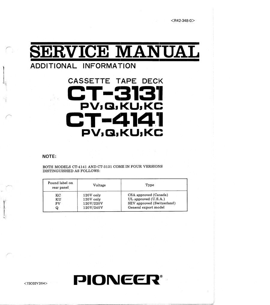 pioneer ct 3131 service manual