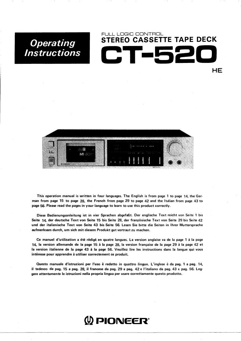 pioneer ct 520 owners manual