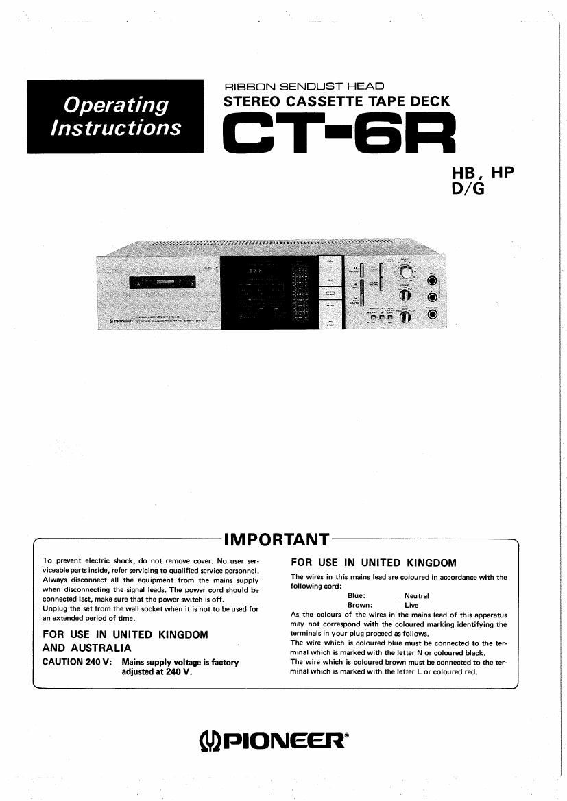 pioneer ct 6 r owners manual