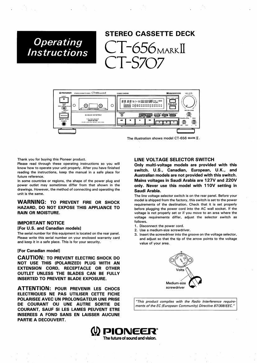 pioneer ct 656 mk2 owners manual