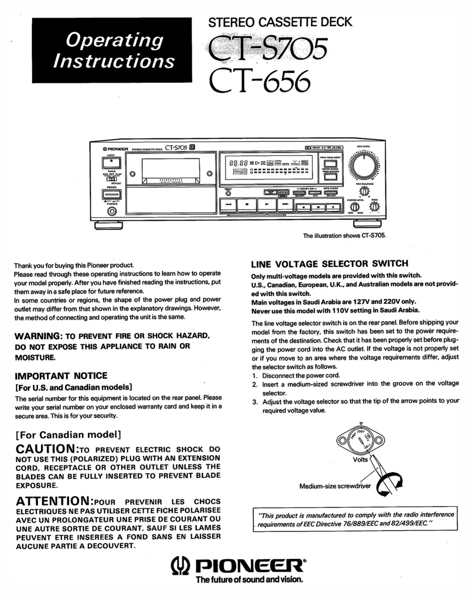 pioneer ct 656 owners manual