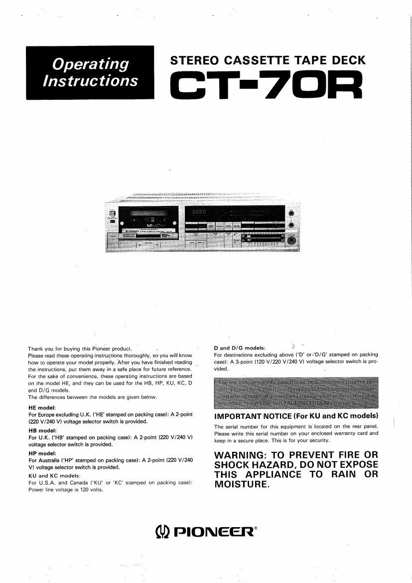 Free download pioneer ct 30 r owners manual