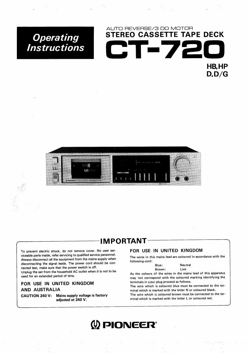 pioneer ct 720 owners manual