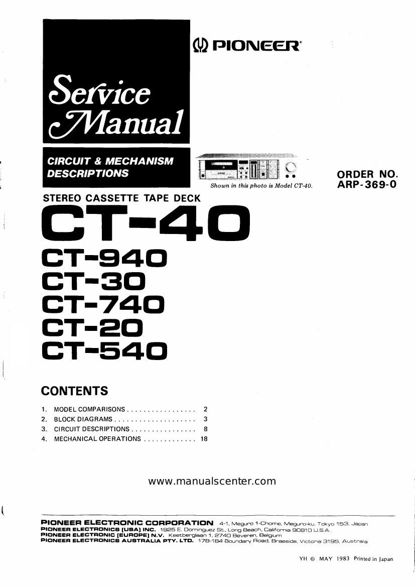 pioneer ct 740 schematic