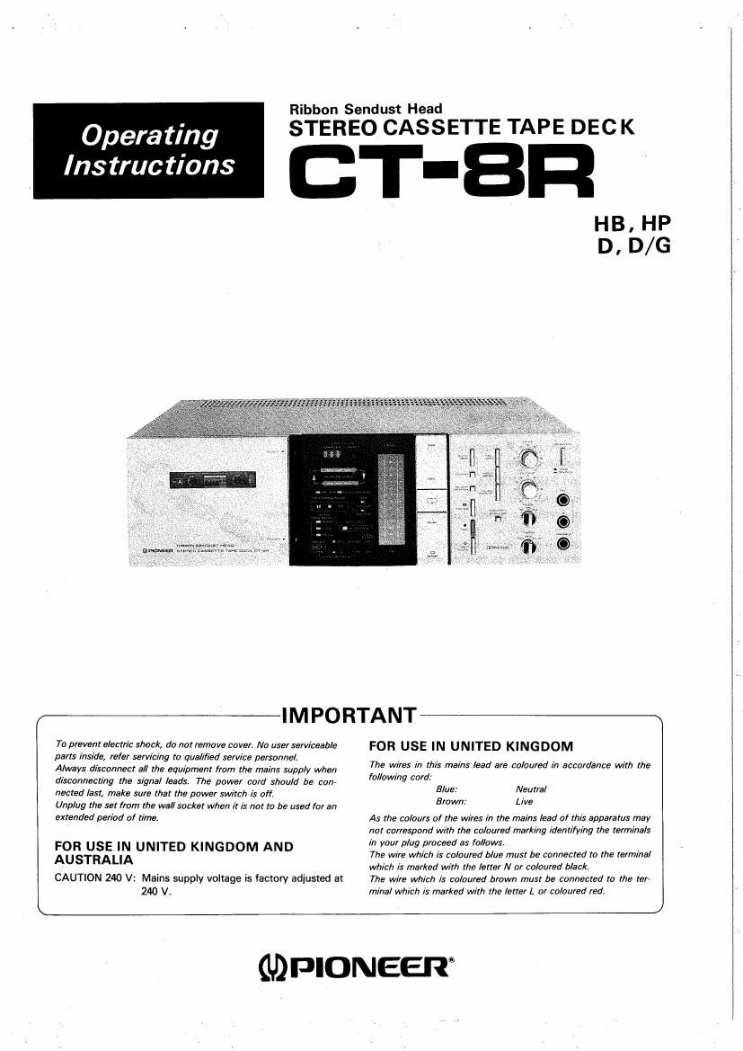 pioneer ct 8 r owners manual