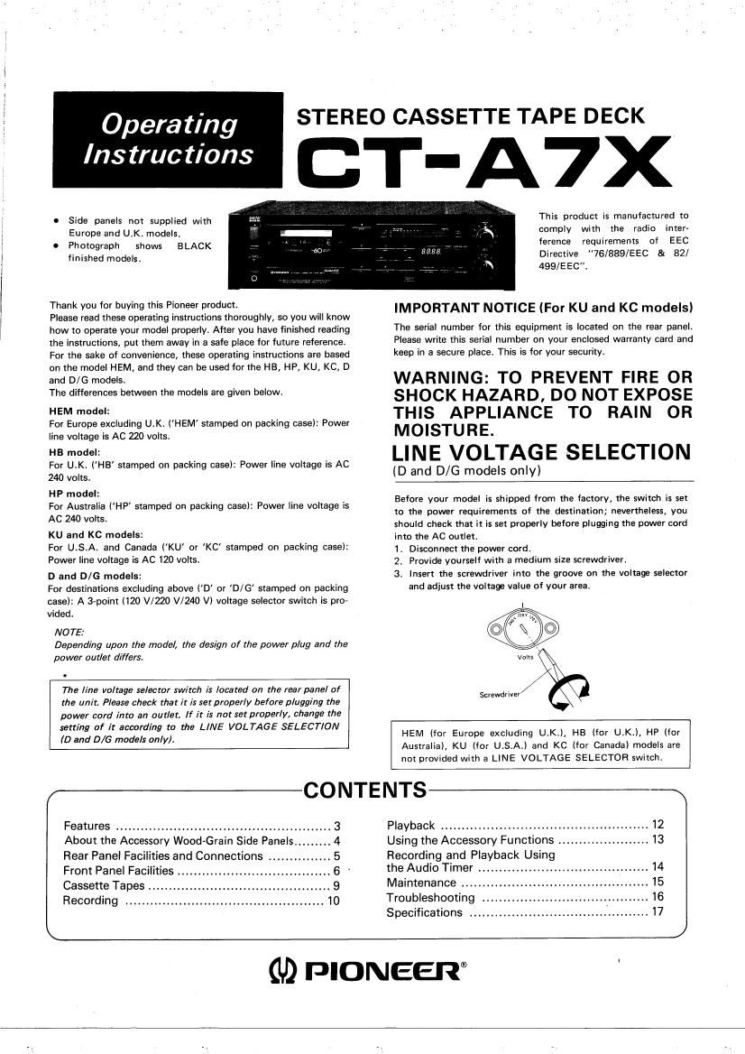 pioneer cta 7 x owners manual