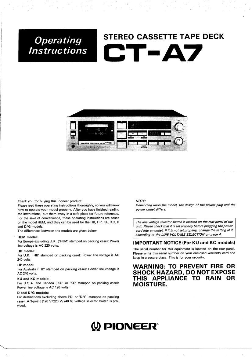 pioneer cta 7 owners manual