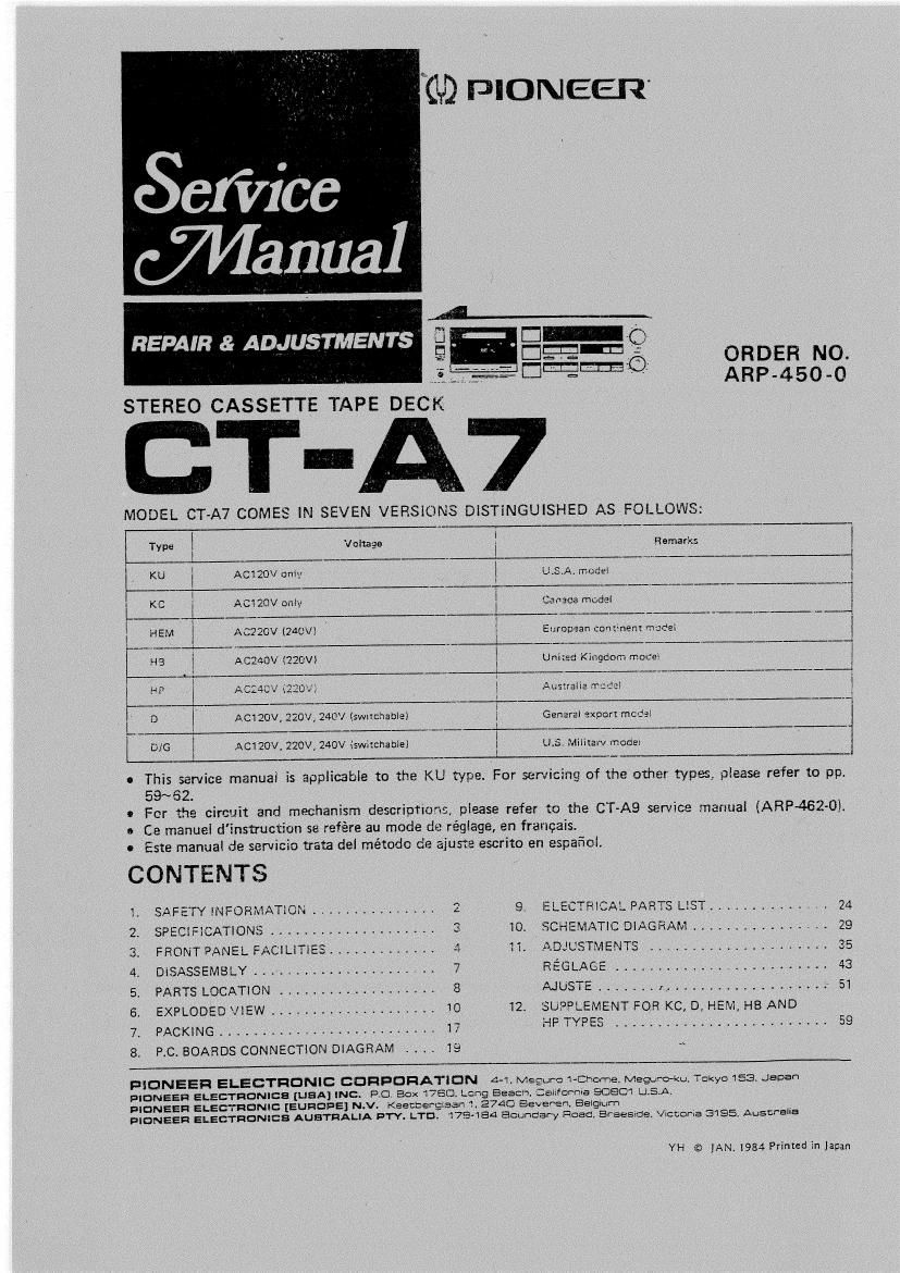 pioneer cta 7 service manual