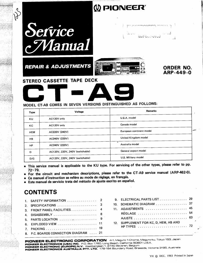 pioneer cta 9 service manual