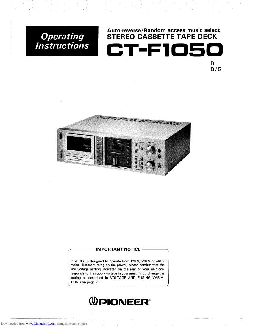 pioneer ctf 1050 owners manual