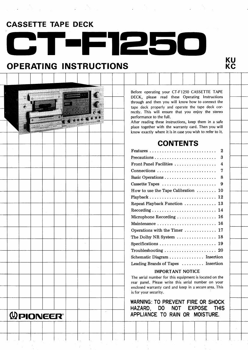 pioneer ctf 1250 owners manual