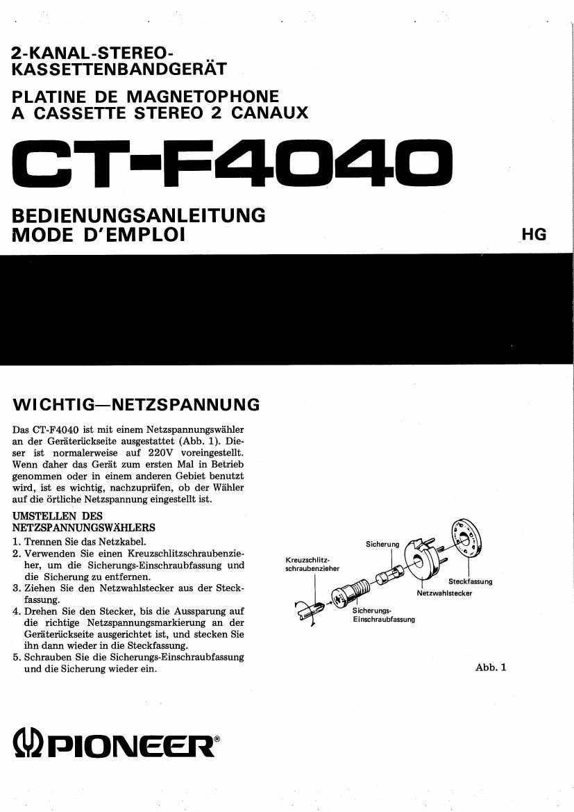 pioneer ctf 4040 owners manual