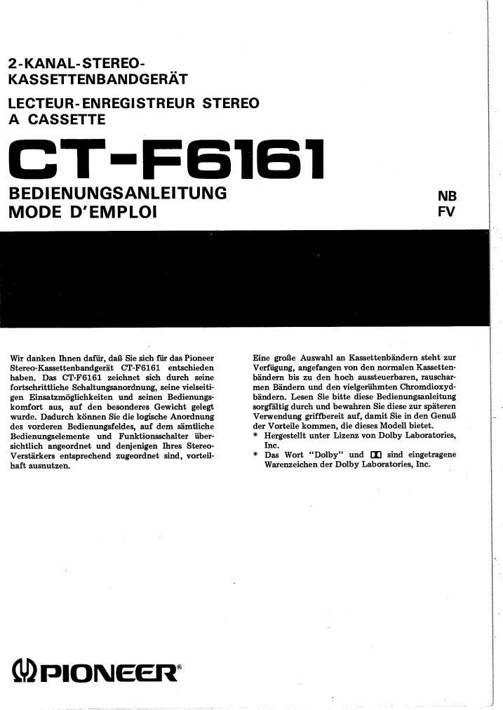 pioneer ctf 6161 owners manual