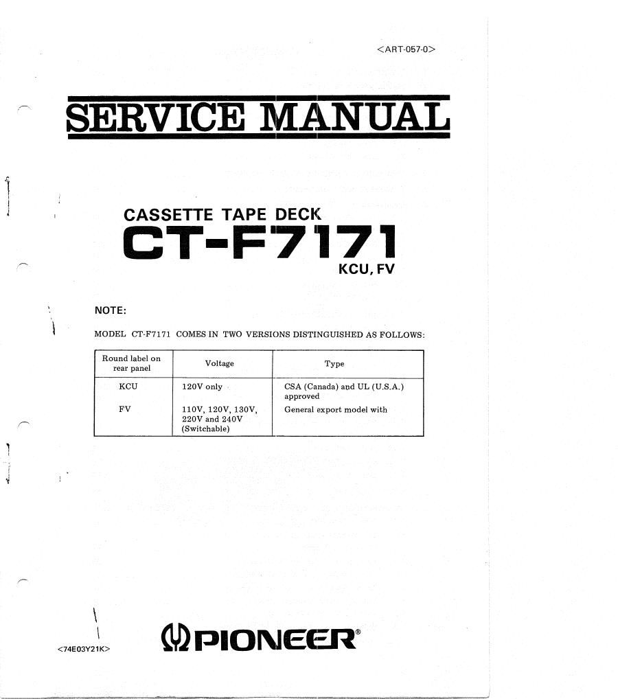 pioneer ctf 7171 service manual