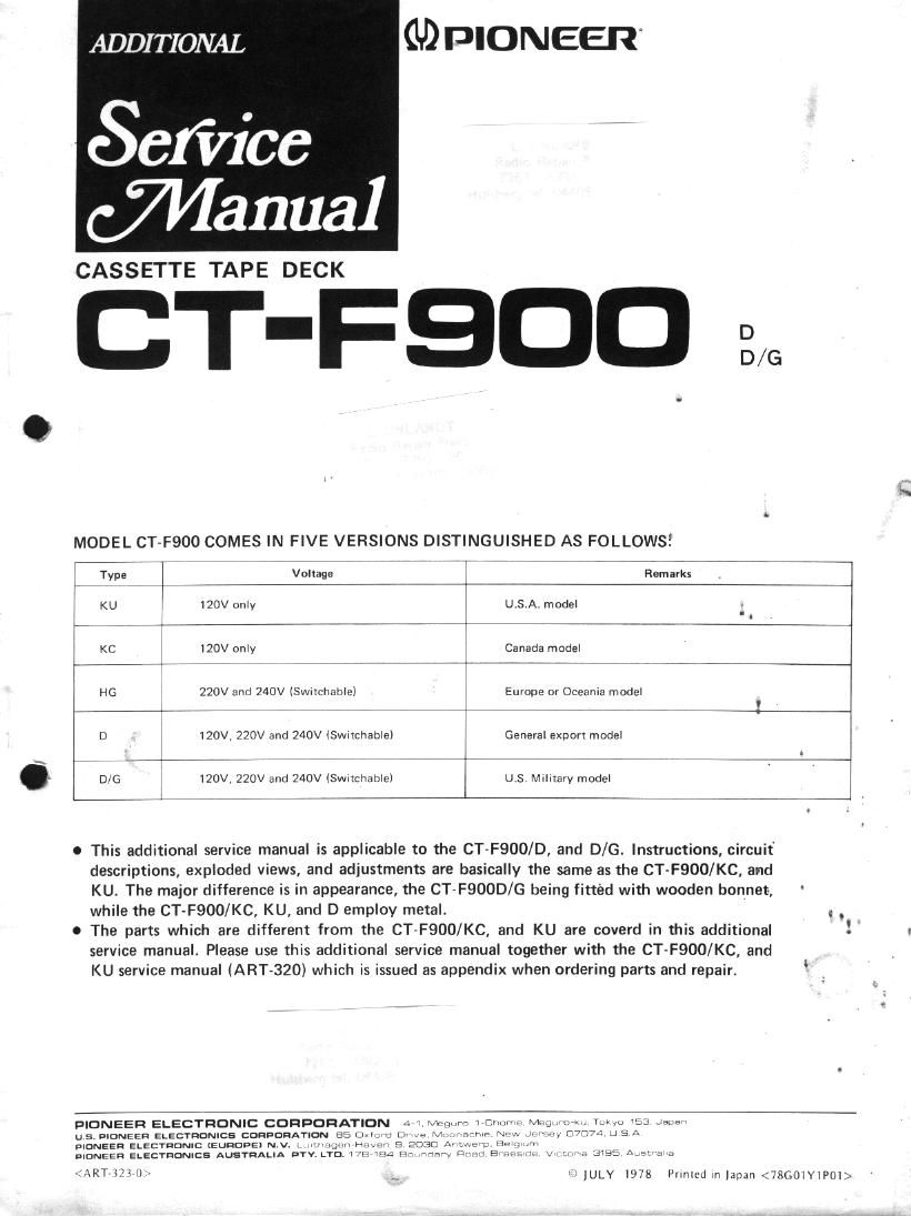 pioneer ctf 900 service manual