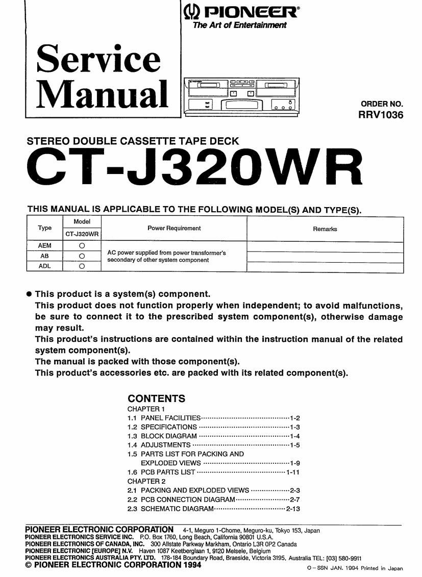 pioneer ctj 320 wr service manual