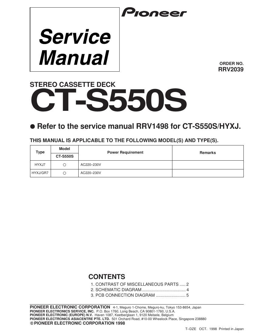 pioneer cts 550 s service manual