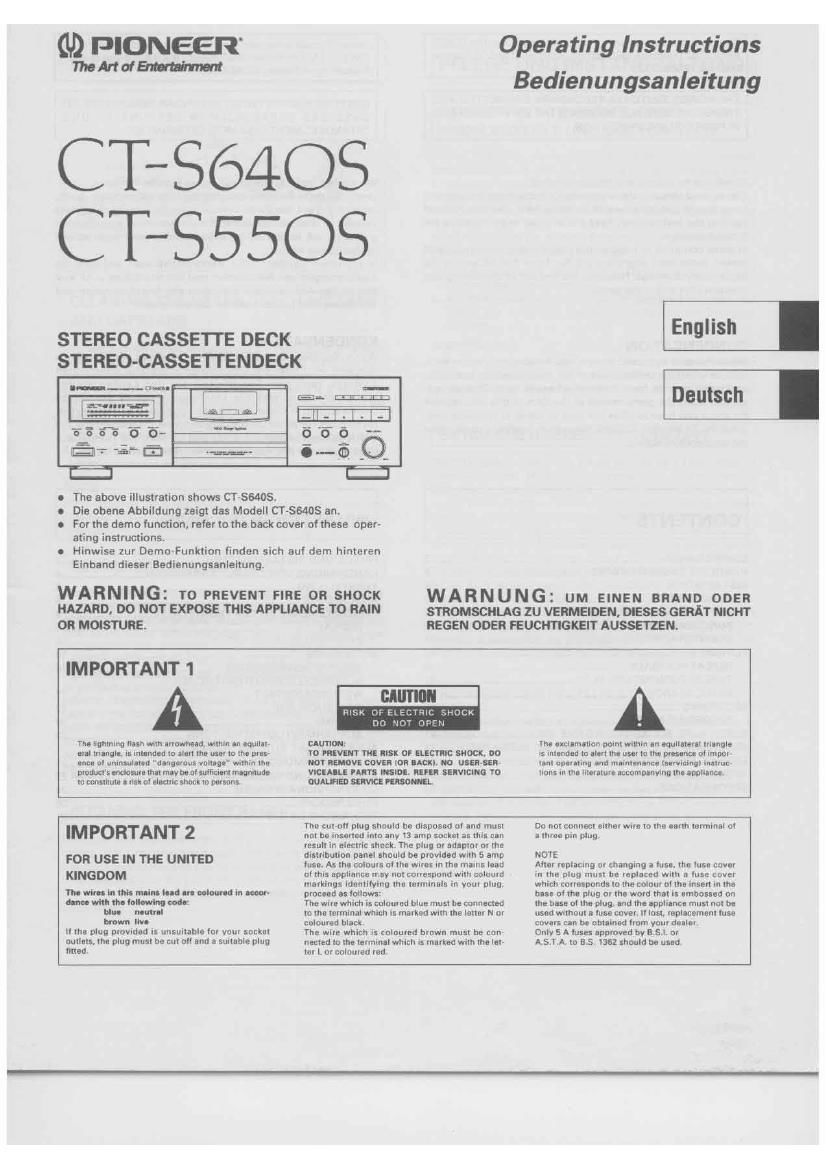 pioneer cts 550 owners manual