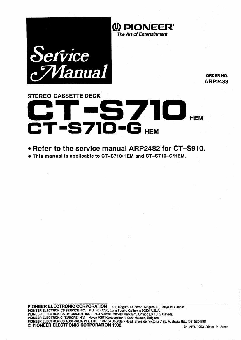 pioneer cts 710 g service manual