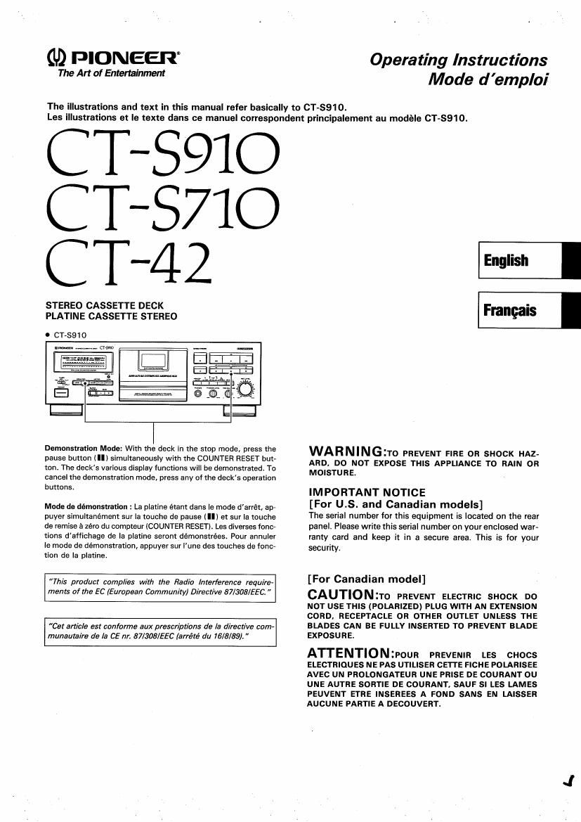 pioneer cts 710 owners manual