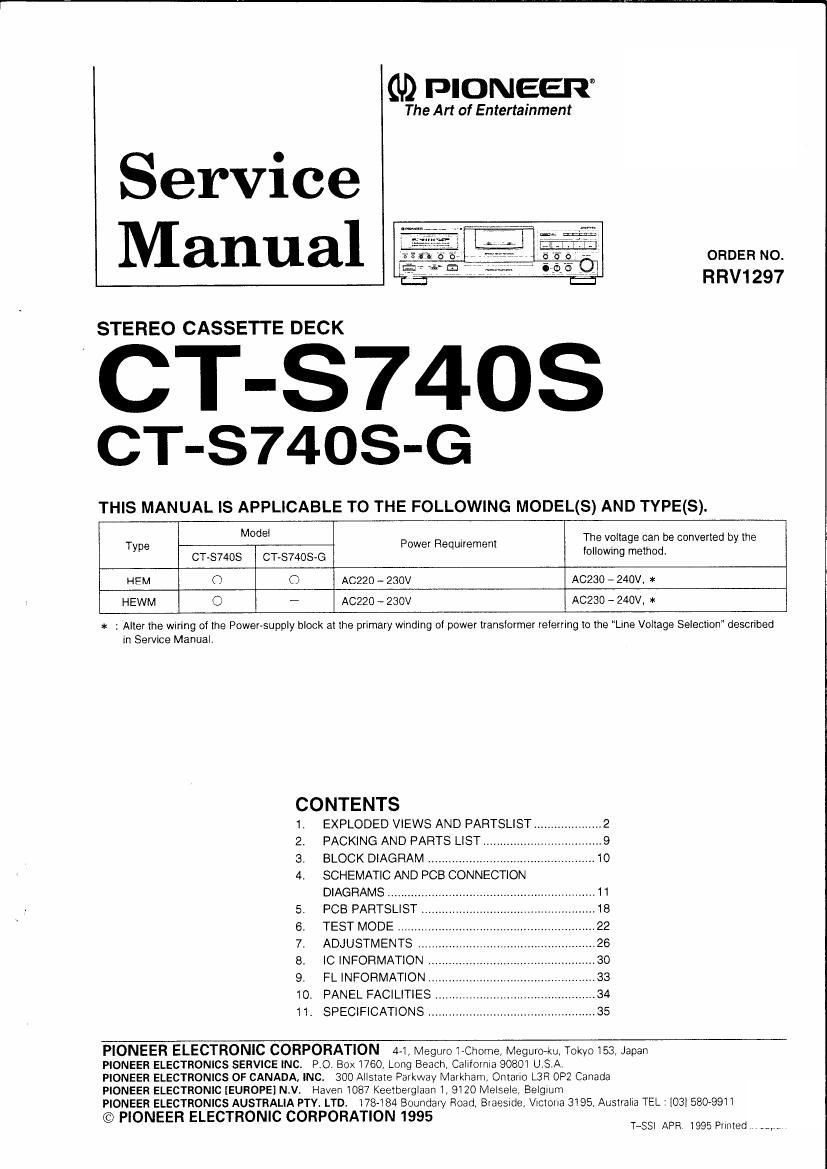 pioneer cts 740 s service manual